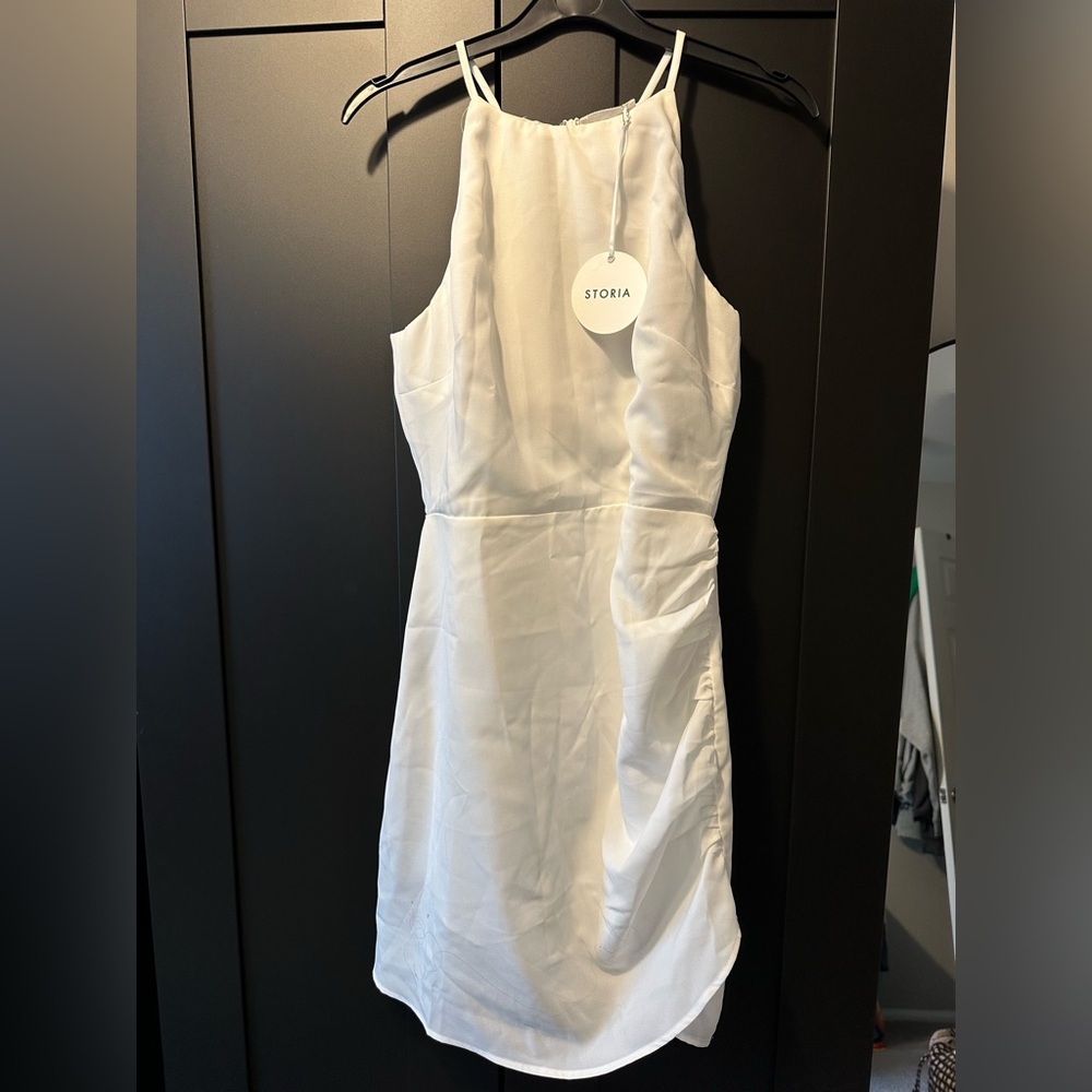 NWT Storia White Sleeveless High Neck Dress